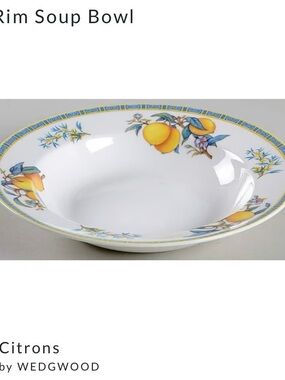 Wedgwood Citrons Rim Soup Bowl - White, Yellow, Green, Blue